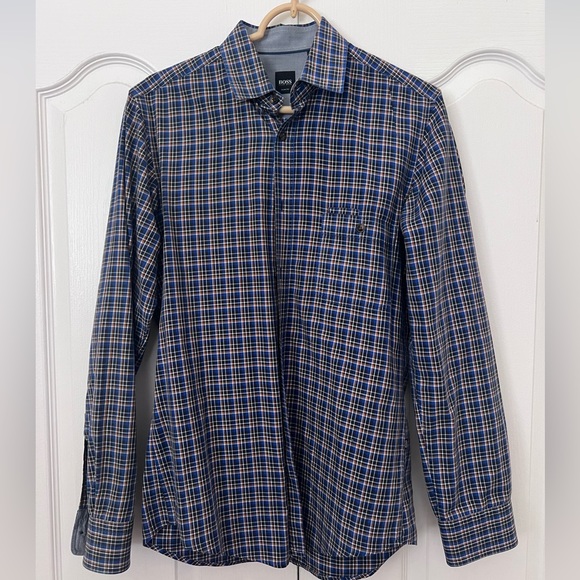 BOSS Navy Blue Button Down Shirt - Picture 1 of 3